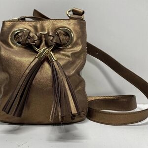 Bnwt Michael Kors Elegant Metallic Brown Tassel Crossbody Bag